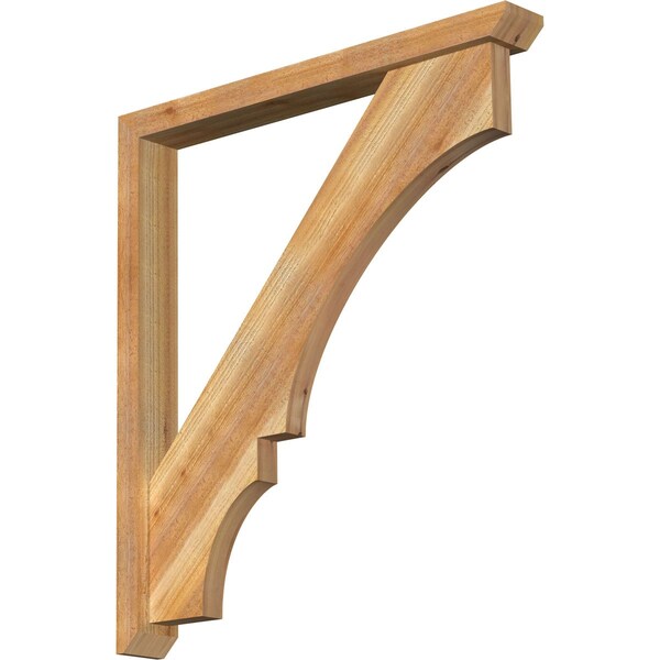 Ekena Millwork Balboa Slat Rough Sawn Bracket w/ Offset Brace, Western Red Cedar, 4"W x 34"D x 38"H BKT0402X34X38BOA06RWR - main